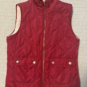 Red Quilted Vest with Gold Accents. NWOT- Never worn